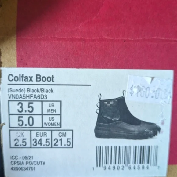 Vans Colfax Boot Women 5 Waterproof Black Checkered Side UltraCush 012026 - Picture 10 of 10